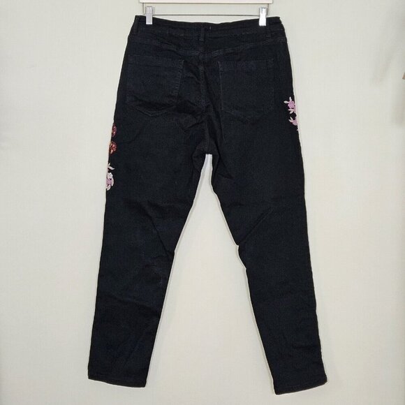 RJR John Rocha Jeans Womens 18 R Black High Rise Embroidery Flowers Sequins Boho - Picture 16 of 16